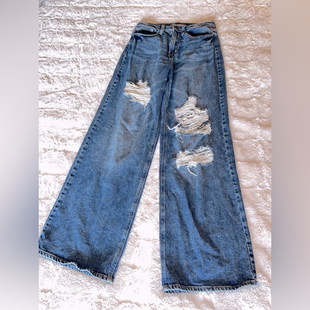 High rise wide leg jeans